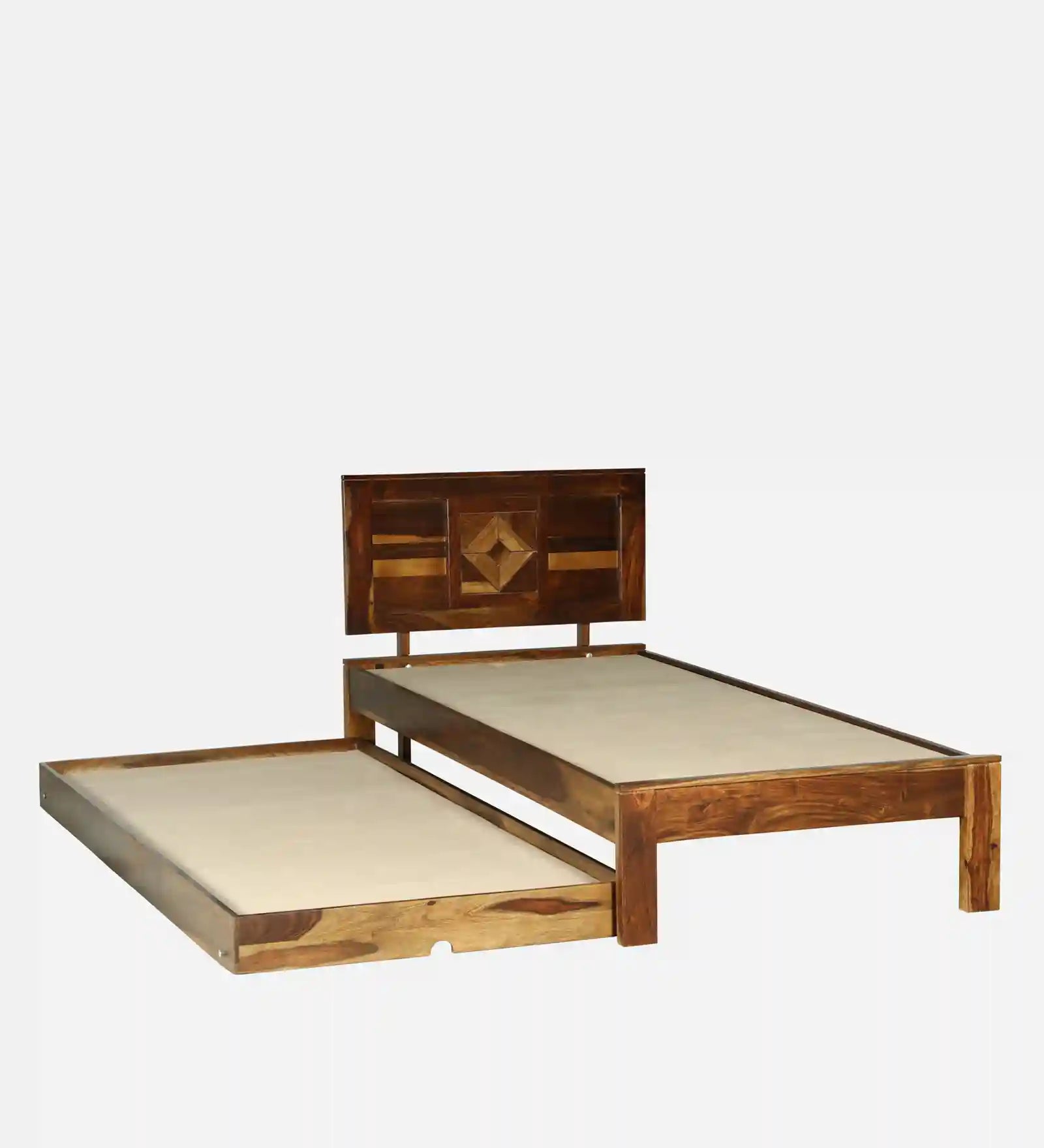 Shraya single bed with trundle heavy duty solid wood frame India