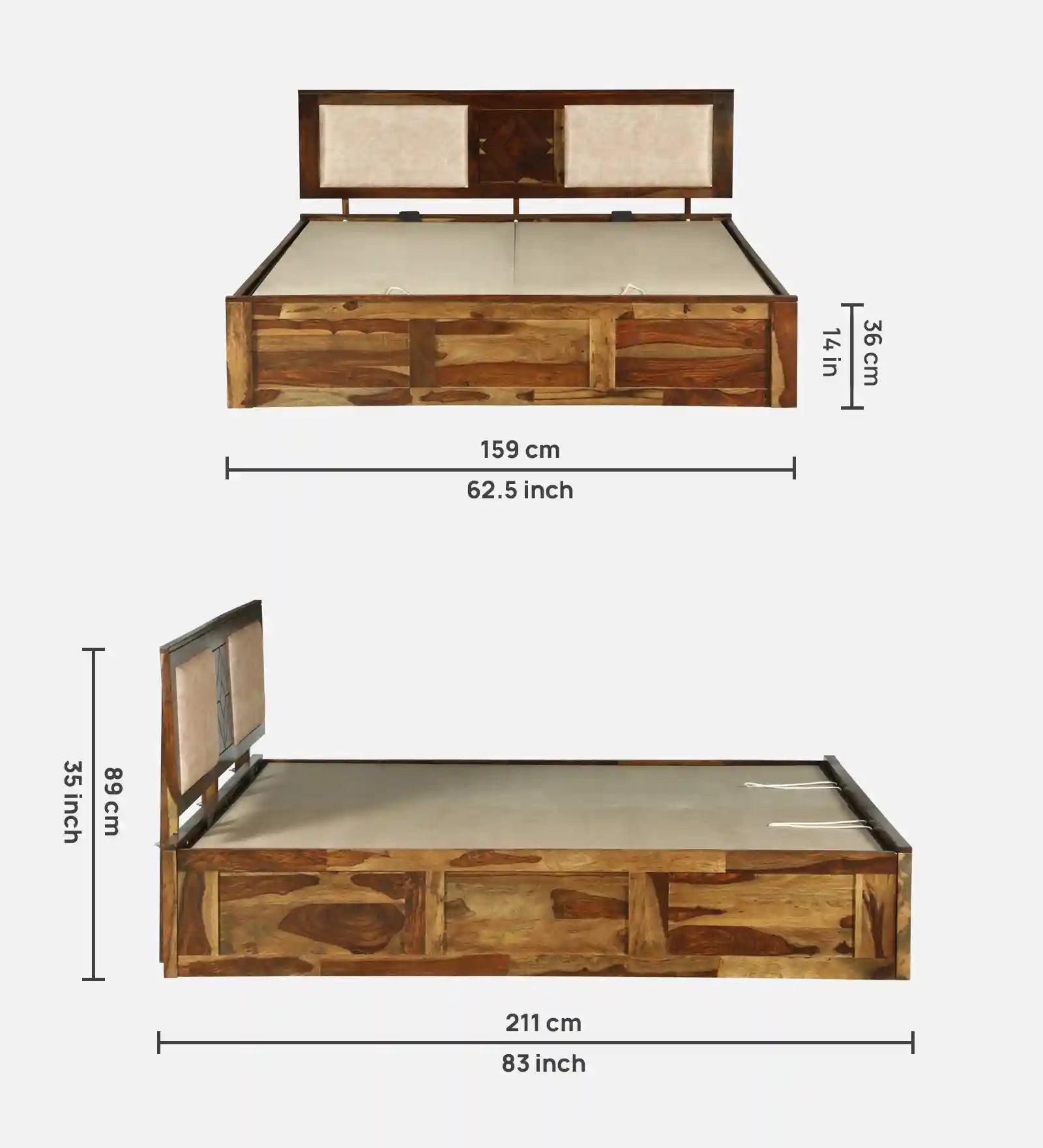 heavy solid sheesham wood bed frame hydraulic storage queen bed india