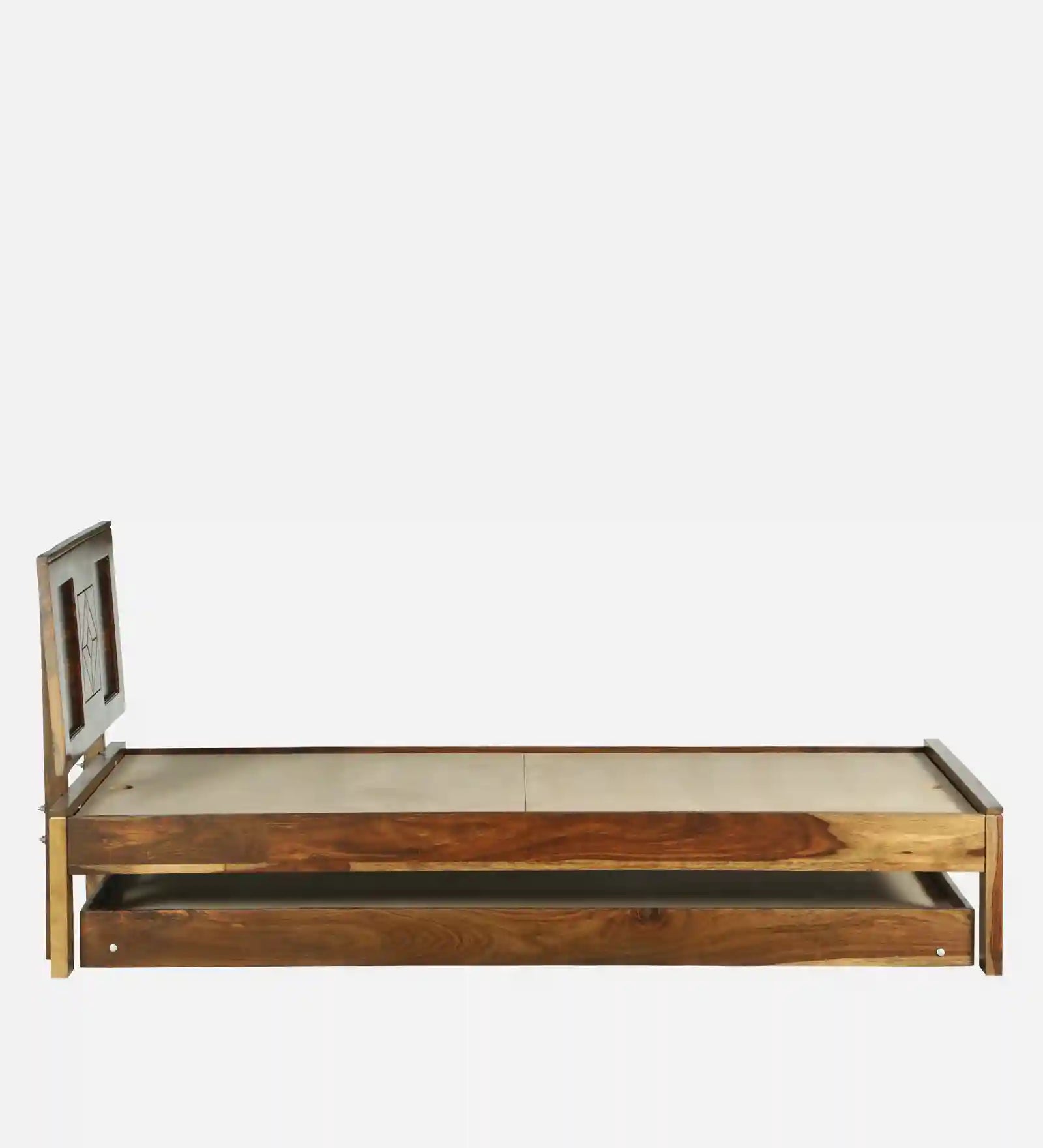 Shraya wooden single bed with pull out trundle space saving bed India