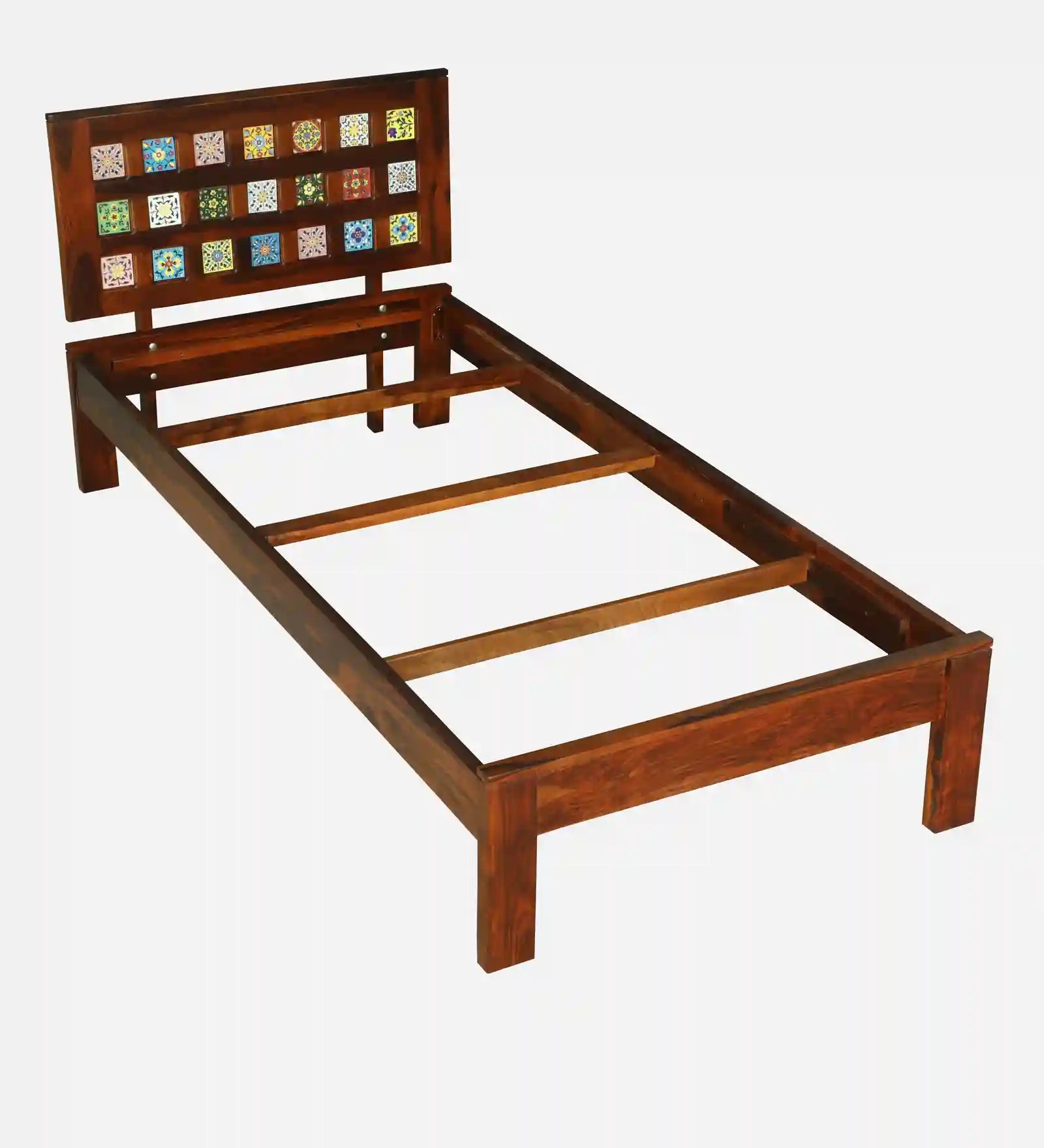 Anamika wooden single bed minimal style solid wood bed India