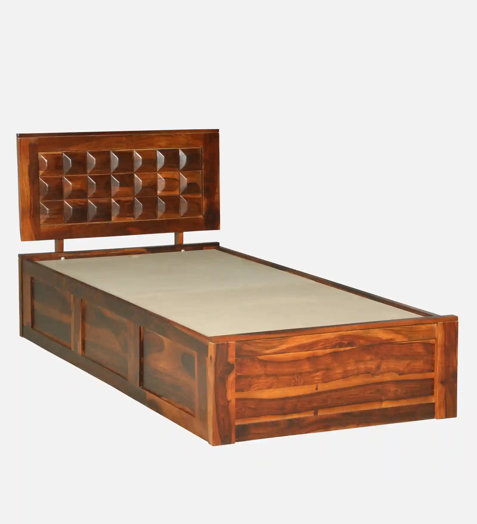 Tejas Solid Sheesham Wood Single Bed With Storage