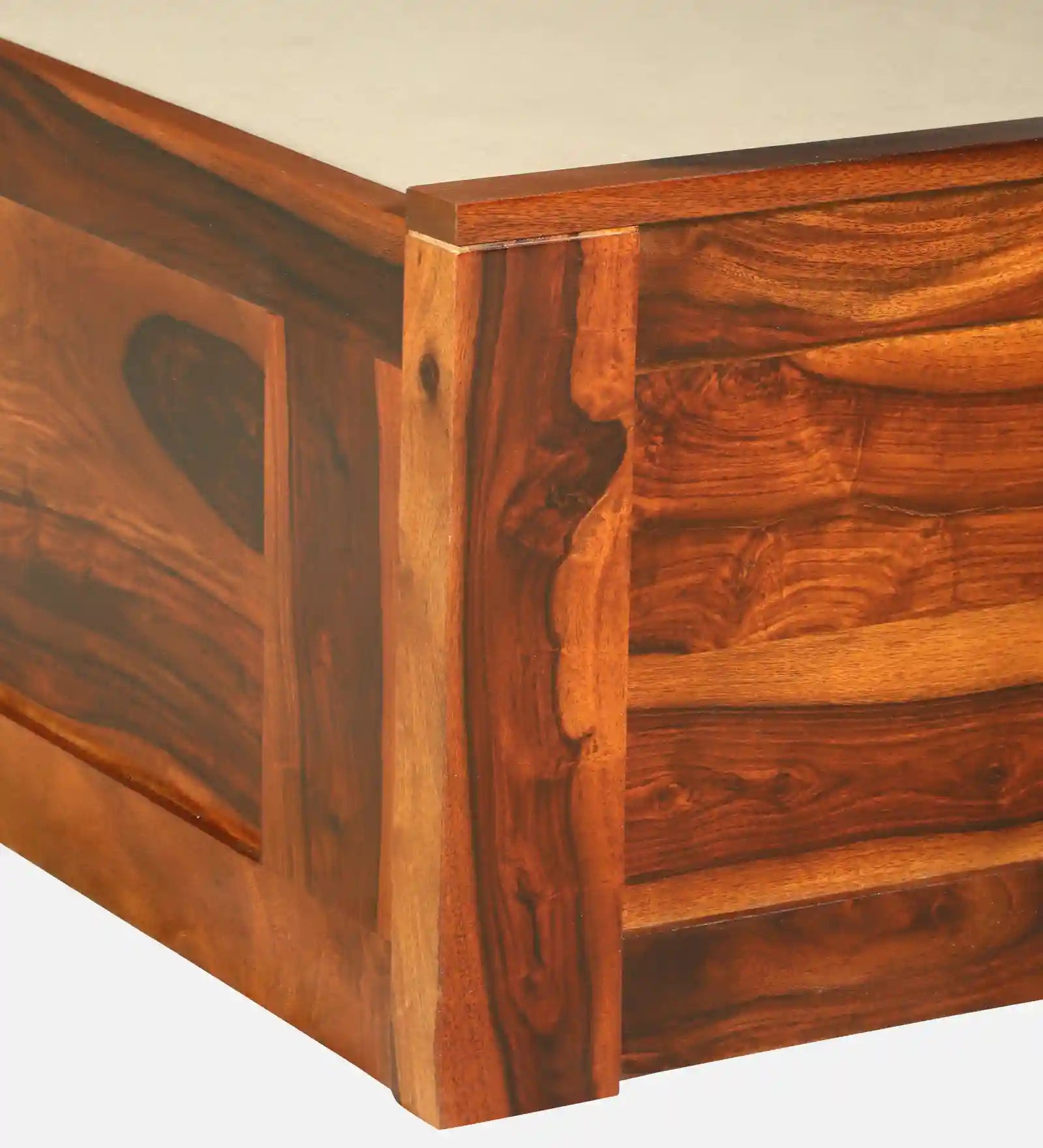 Tejas Solid Sheesham Wood Single Bed With Storage