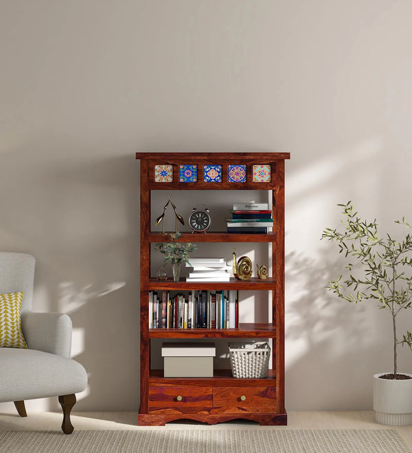 Anamika Sheesham Wood Book Shelf In Honey Oak Finish by Rajwada