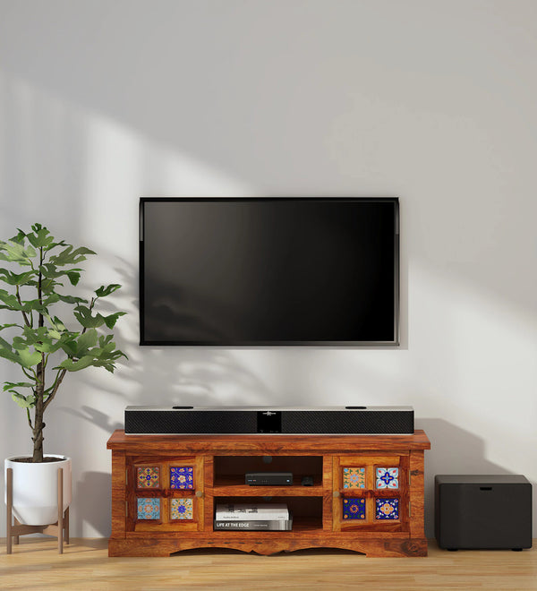 Anamika Sheesham Wood TV Console in Honey Oak Finish by Rajwada  for TVs up to 50