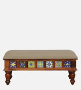 Anamika Sheesham Wood Upholstered Bench In Honey Oak Finish by Rajwada