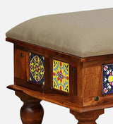 Anamika Sheesham Wood Upholstered Bench In Honey Oak Finish by Rajwada