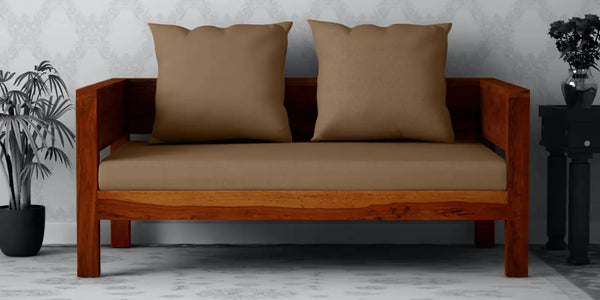 Anamika Sheesham Wood 2 Seater Sofa In Honey Oak Finish by Rajwada