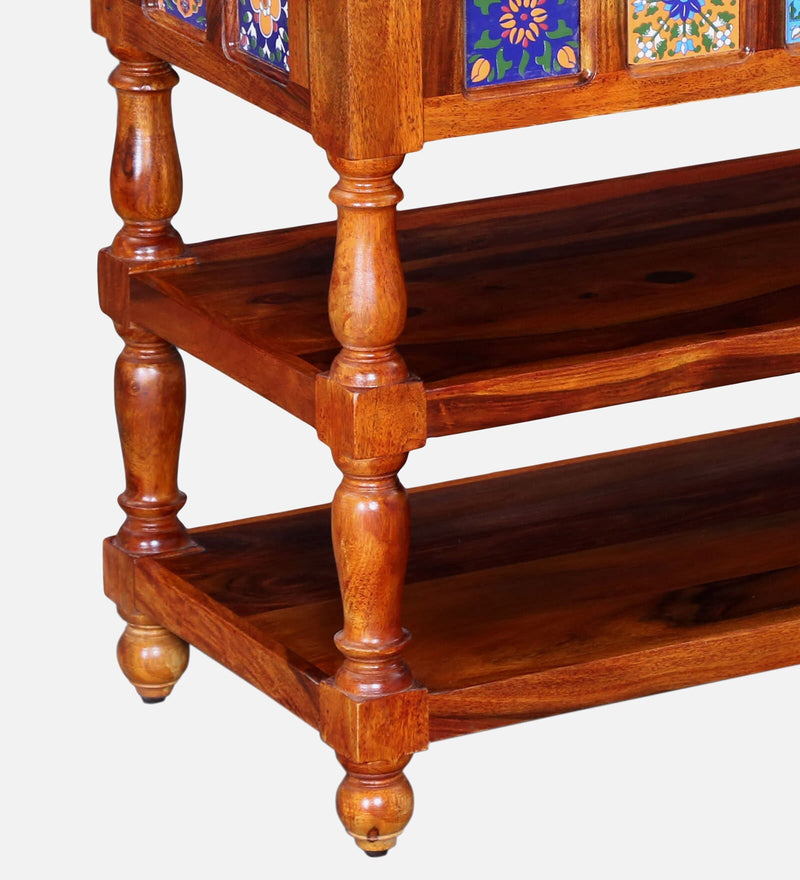 Anamika Sheesham Wood Console Table In Honey Oak Finish by Rajwada