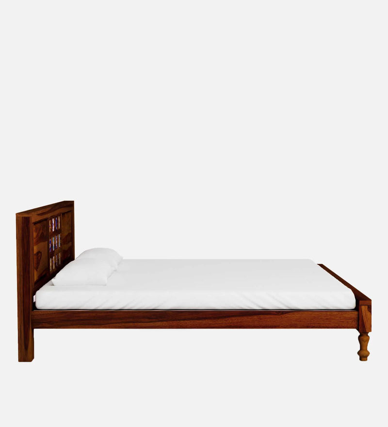Anamika Sheesham Wood King Size Bed In Honey Oak Finish by Rajwada