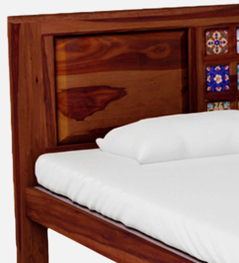 Anamika Sheesham Wood King Size Bed In Honey Oak Finish by Rajwada