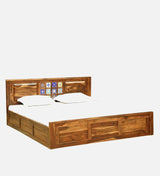Anamika Sheesham Wood King Size Bed In Rustic Teak Finish by Rajwada  With Box Storage