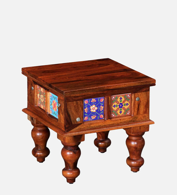 Anamika Sheesham Wood Bedside Table In Honey Oak Finish by Rajwada