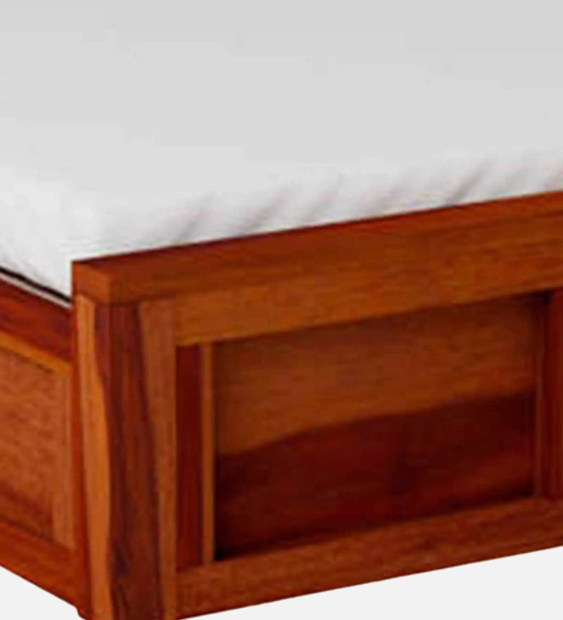 Anamika Sheesham Wood Queen Size Bed In Honey Oak Finish by Rajwada  With Box Storage