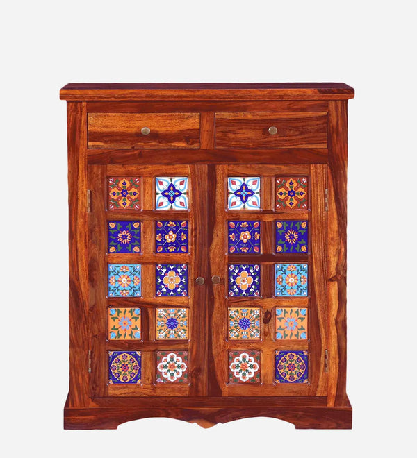 Anamika Sheesham Wood Shoe Cabinet In Honey Oak Finish by Rajwada