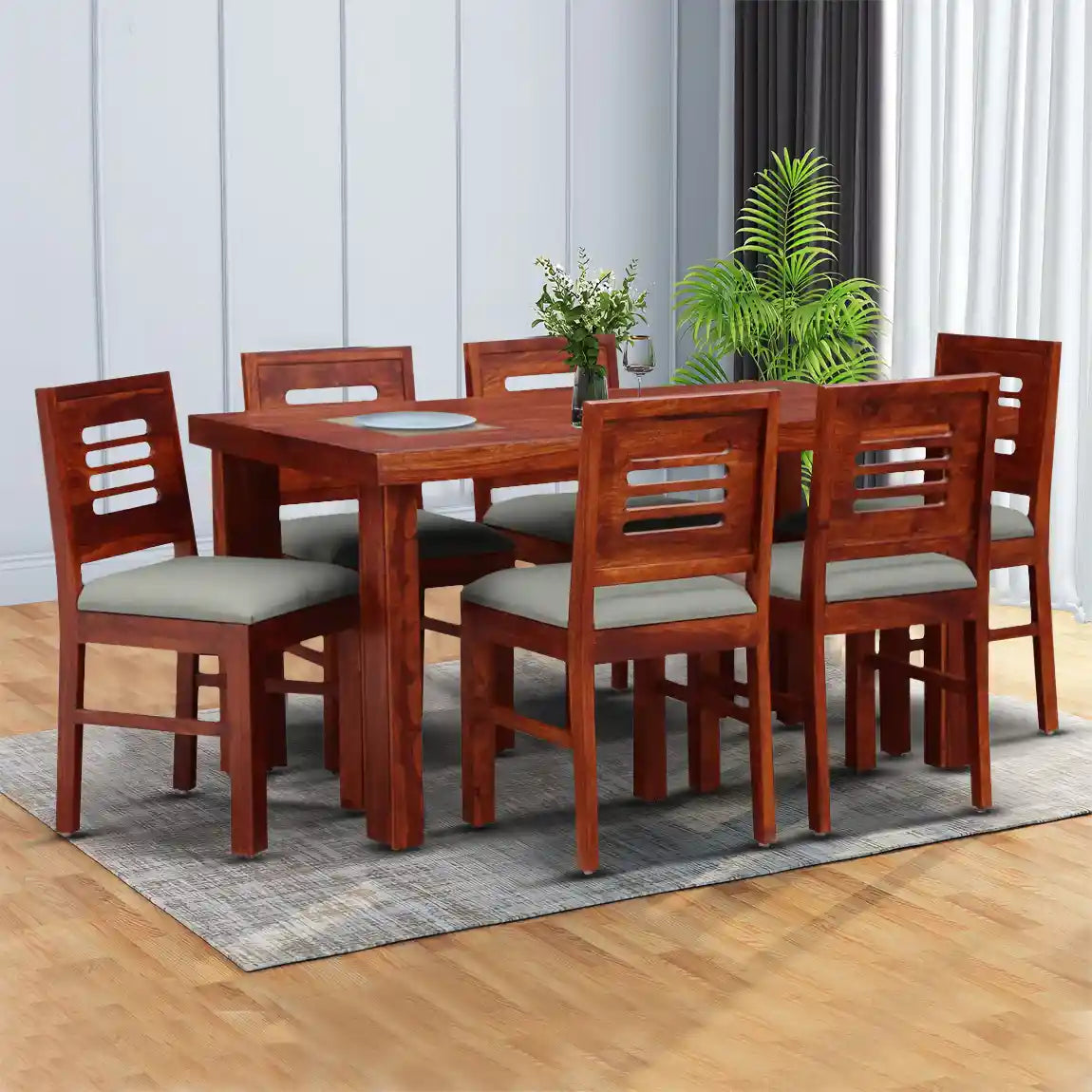 Solid sheesham wood six-seater dining table set Acro design strong and durable furniture