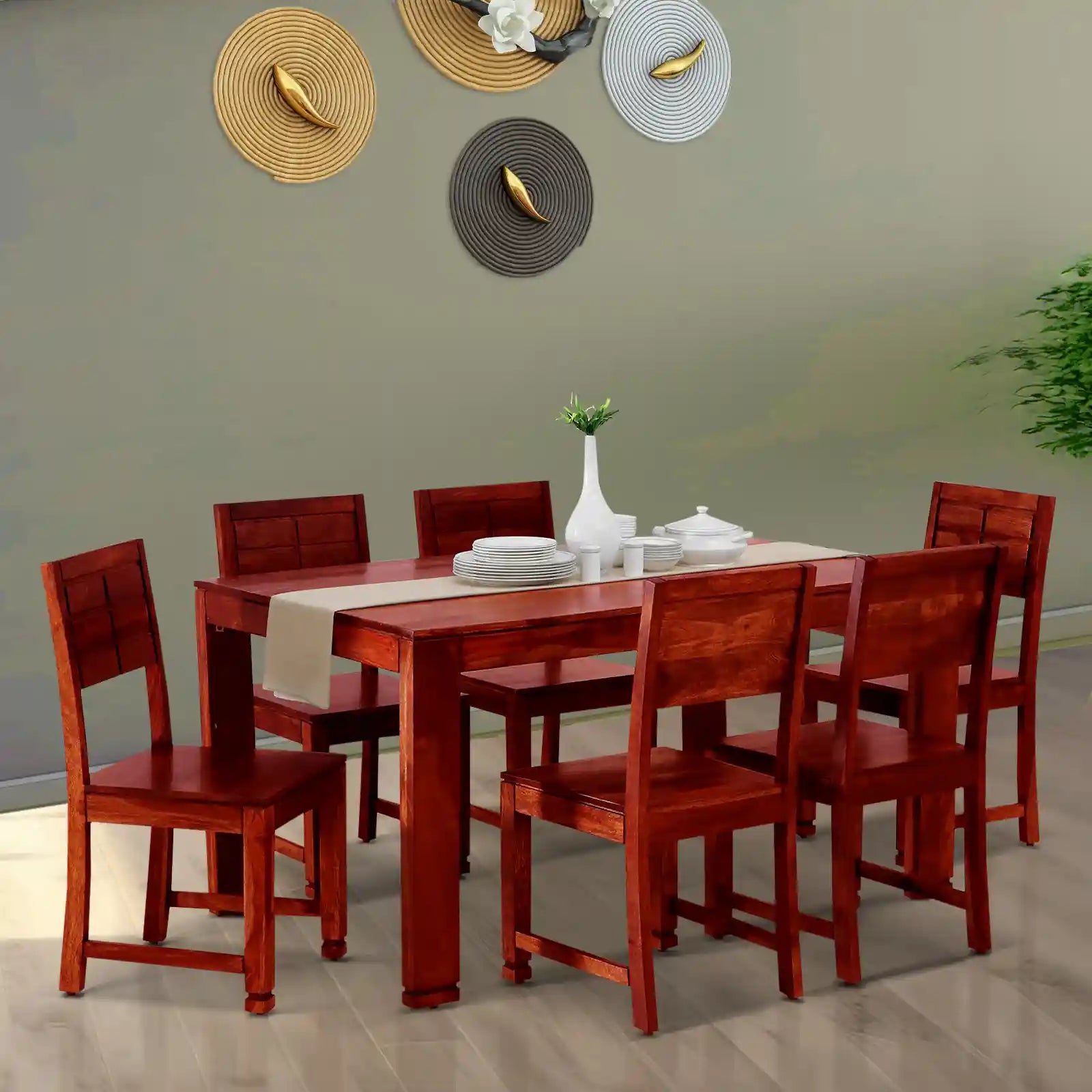 Solid sheesham wood six-seater dining table set Moscow design strong and durable furniture
