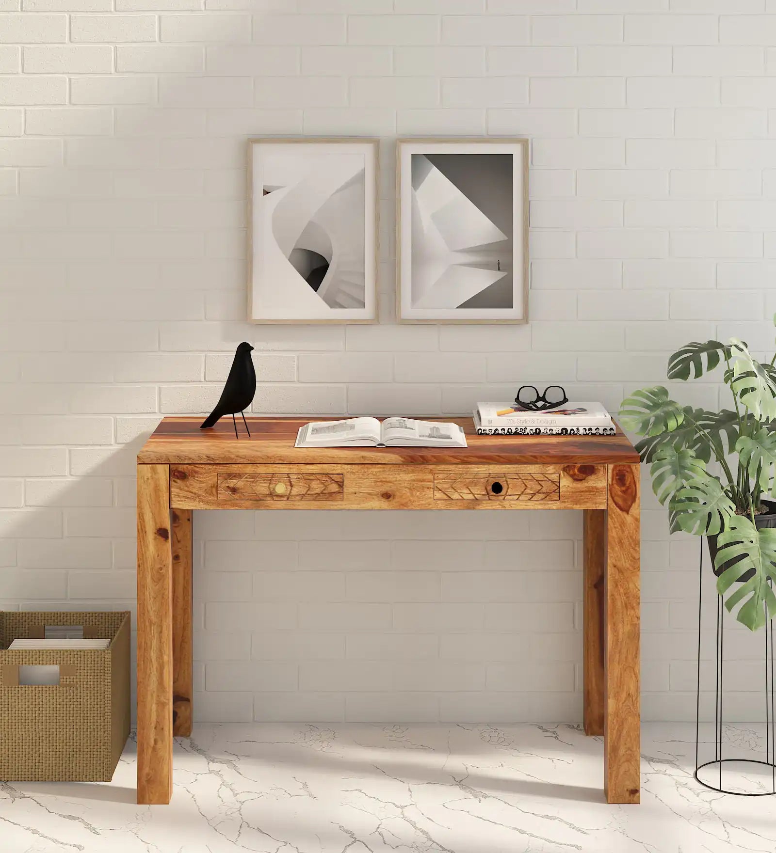 Solid sheesham wood study table Harmonia modern home office desk design
