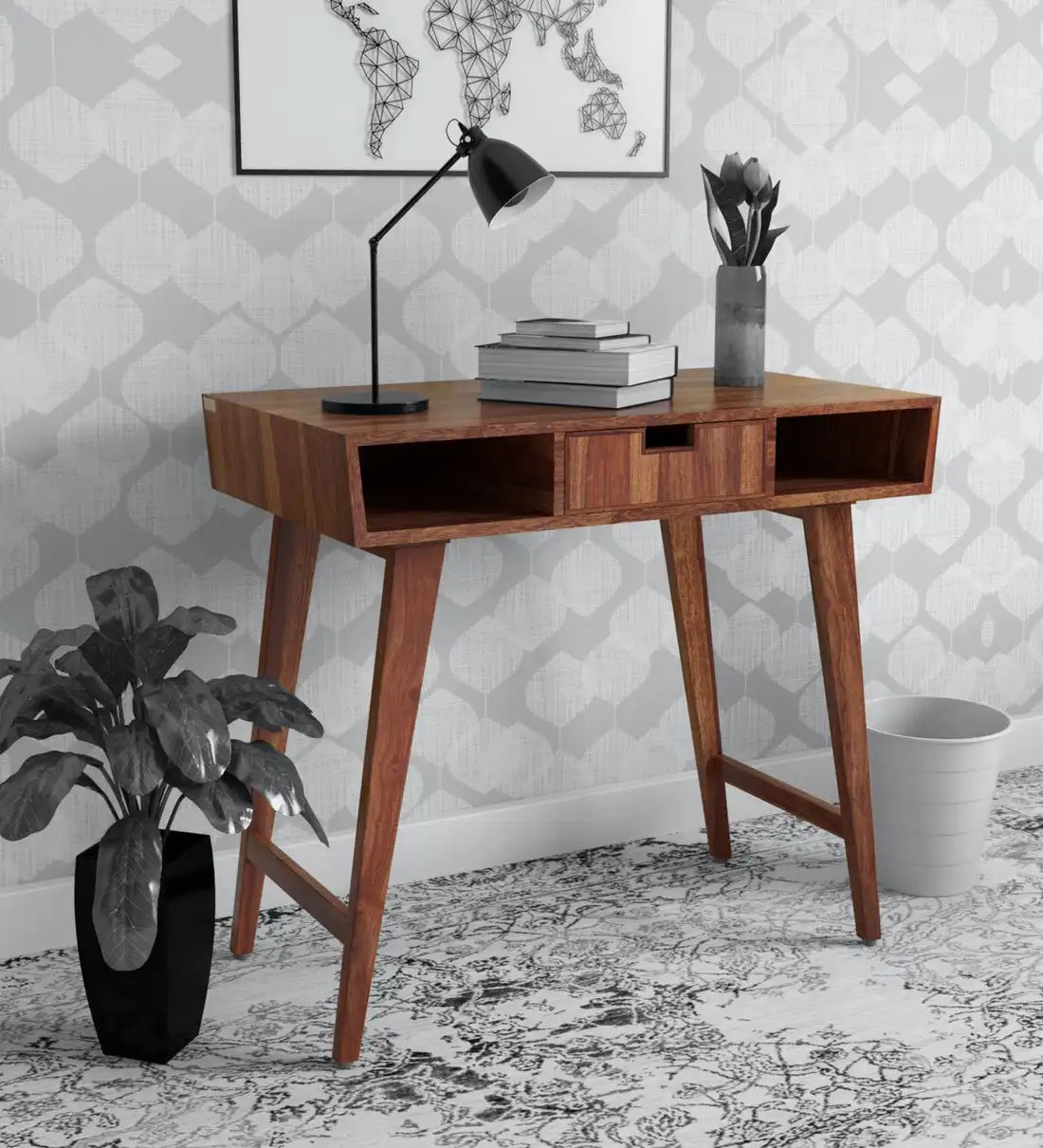 Solid sheesham wood study table Mario modern home office desk design