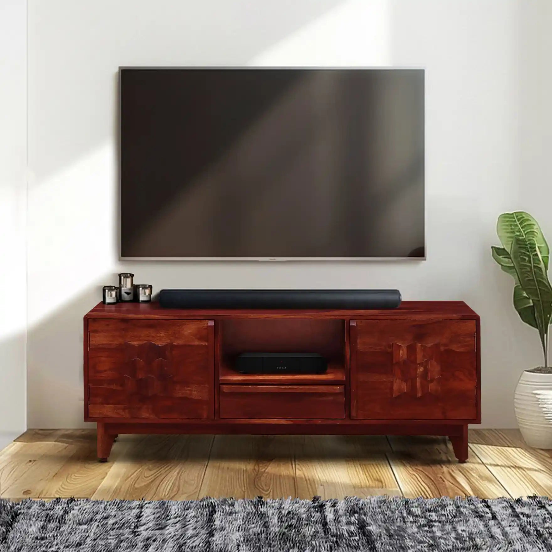 Solid sheesham wood tv unit Alford modern tv cabinet design