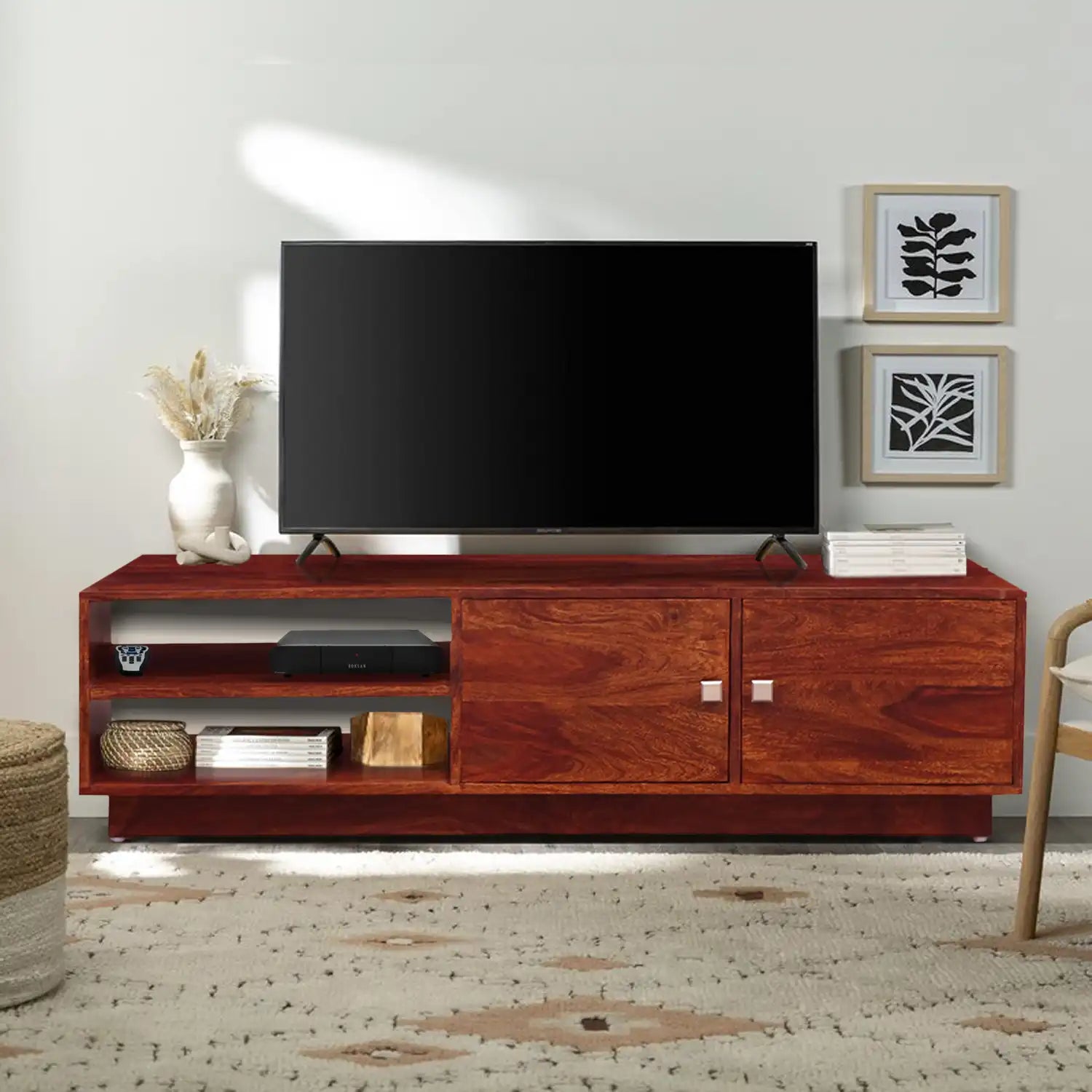 Solid sheesham wood tv unit Mia modern tv cabinet design