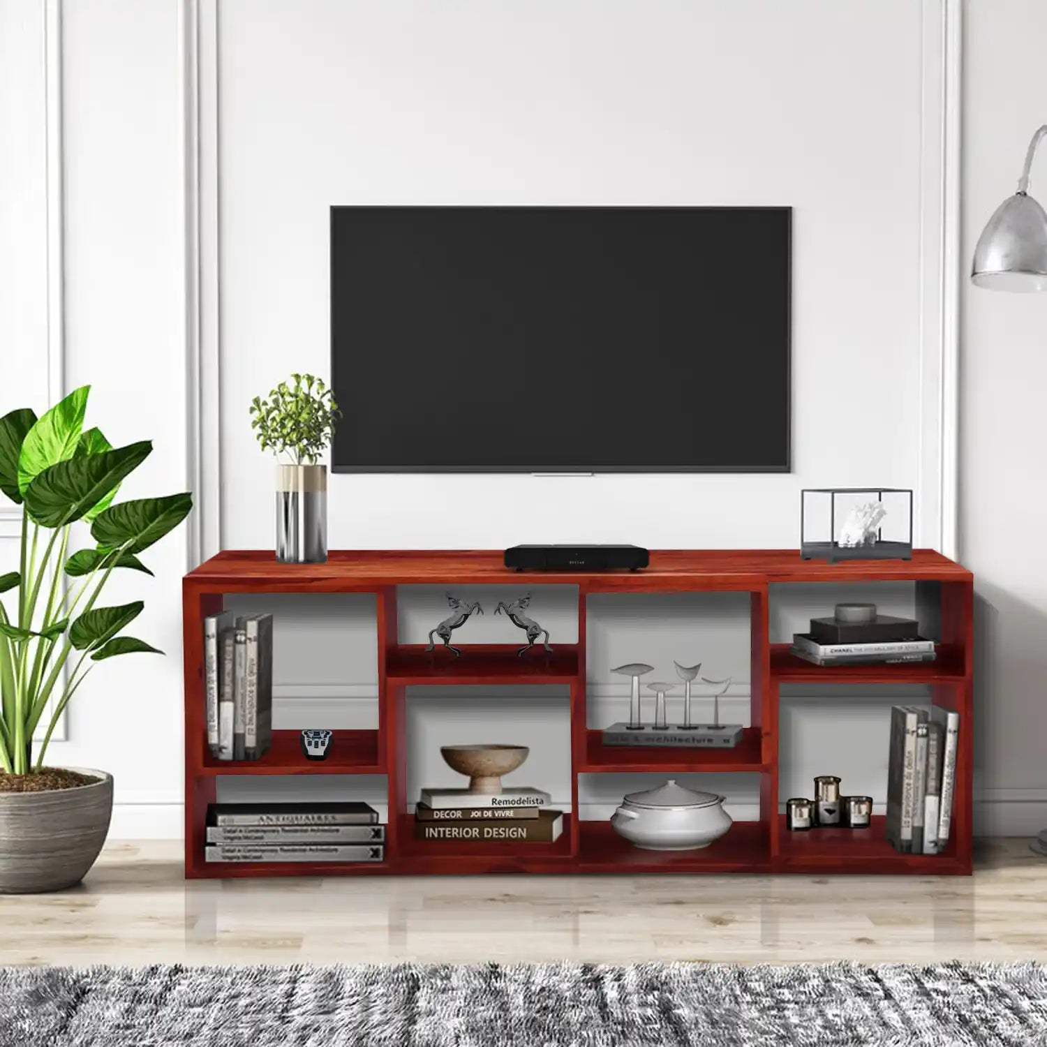 Solid sheesham wood tv unit Moscow modern tv cabinet design
