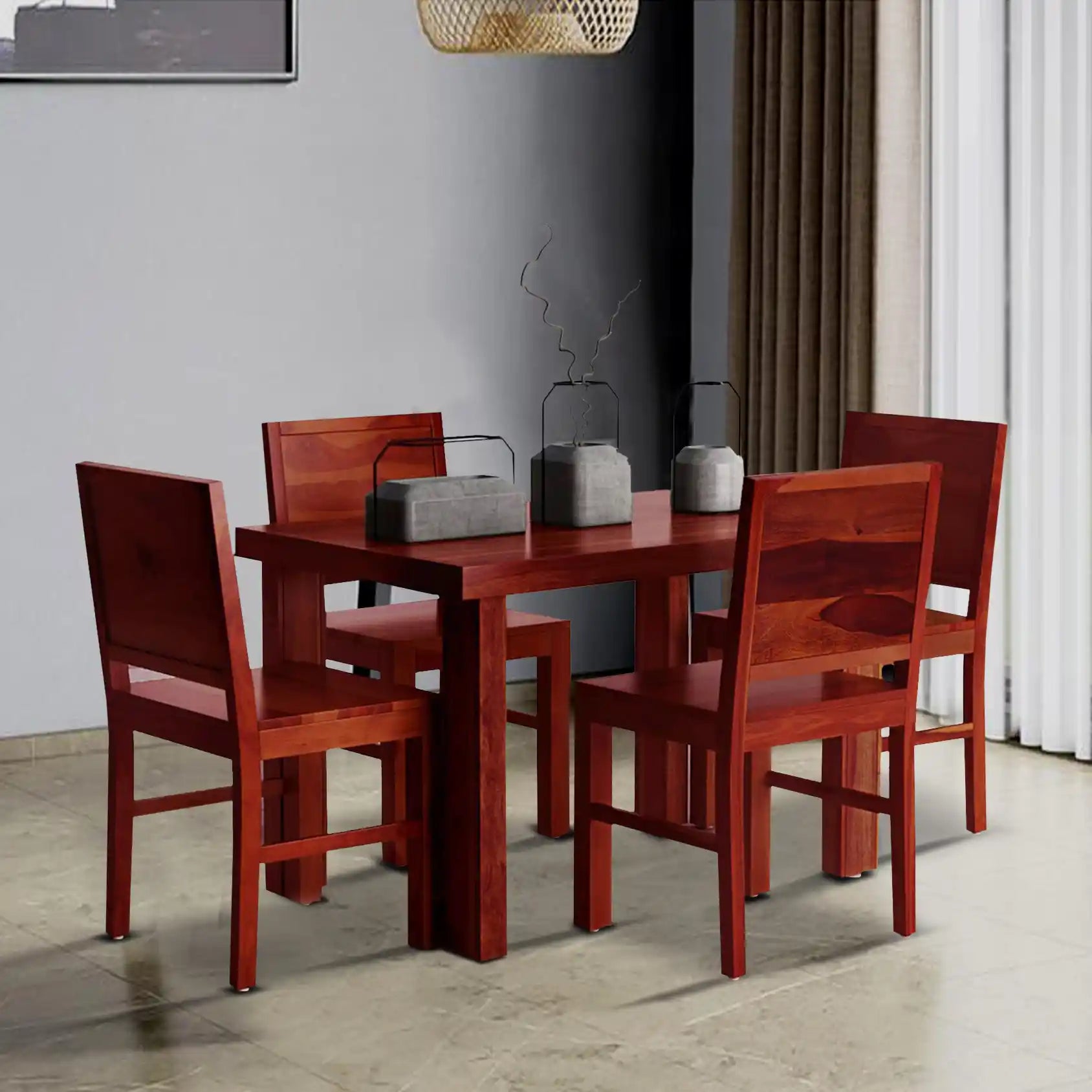 Solid wood Acro dining table set four seater minimal modern home furniture