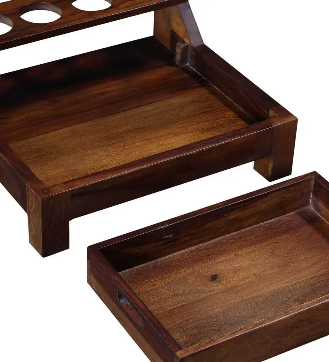 Solid wood bar cart sheesham wine trolley for home furniture and bar decor