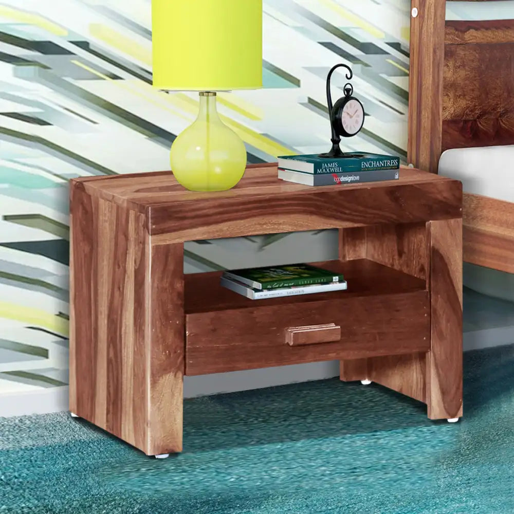 Solid wood bedside table Acro sheesham finish nightstand India