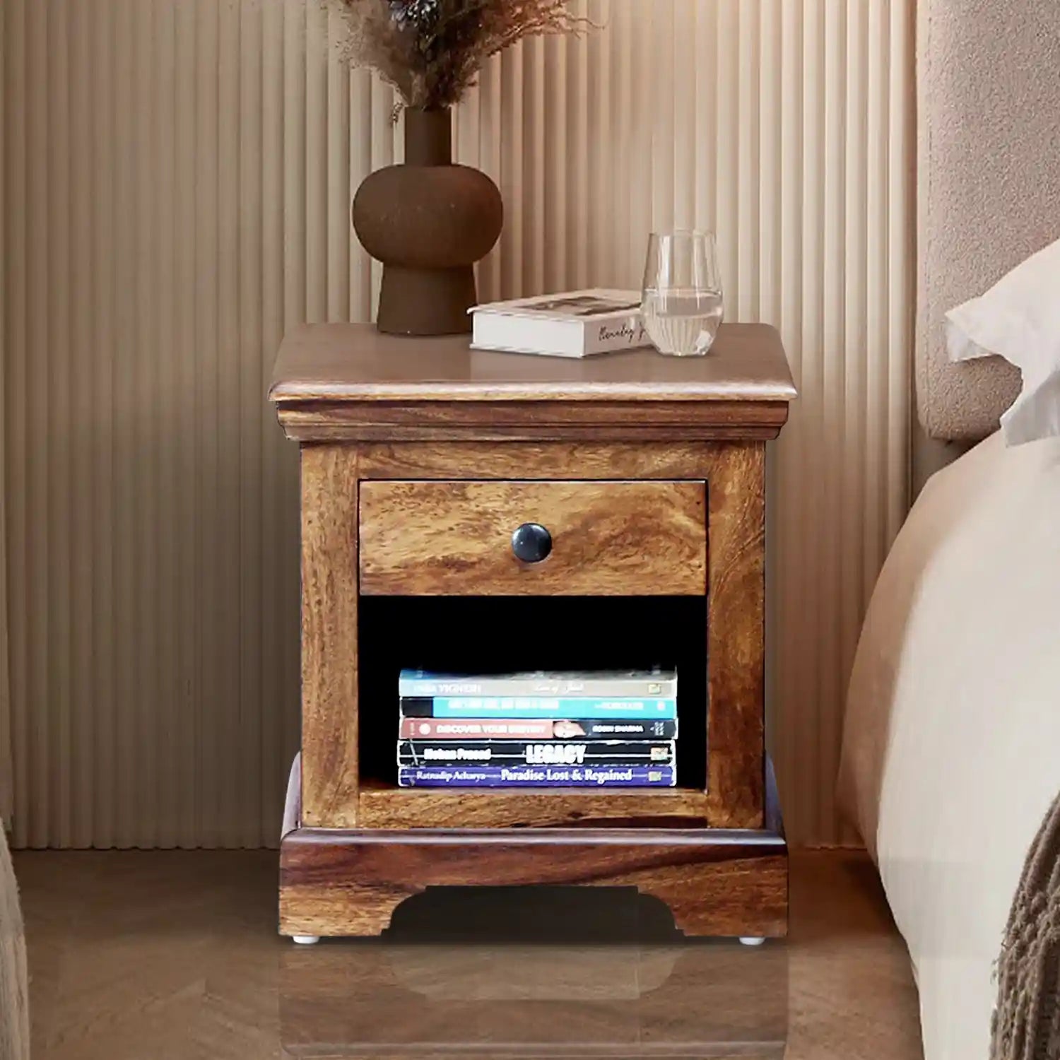 Solid wood bedside table Kanishka sheesham finish India