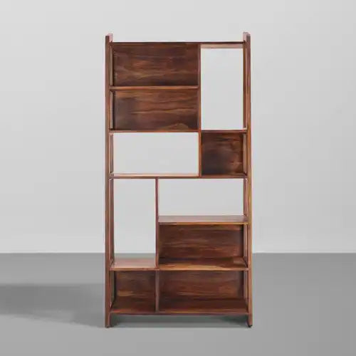 Solid wood bookshelf sheesham bookcase for living room display storage