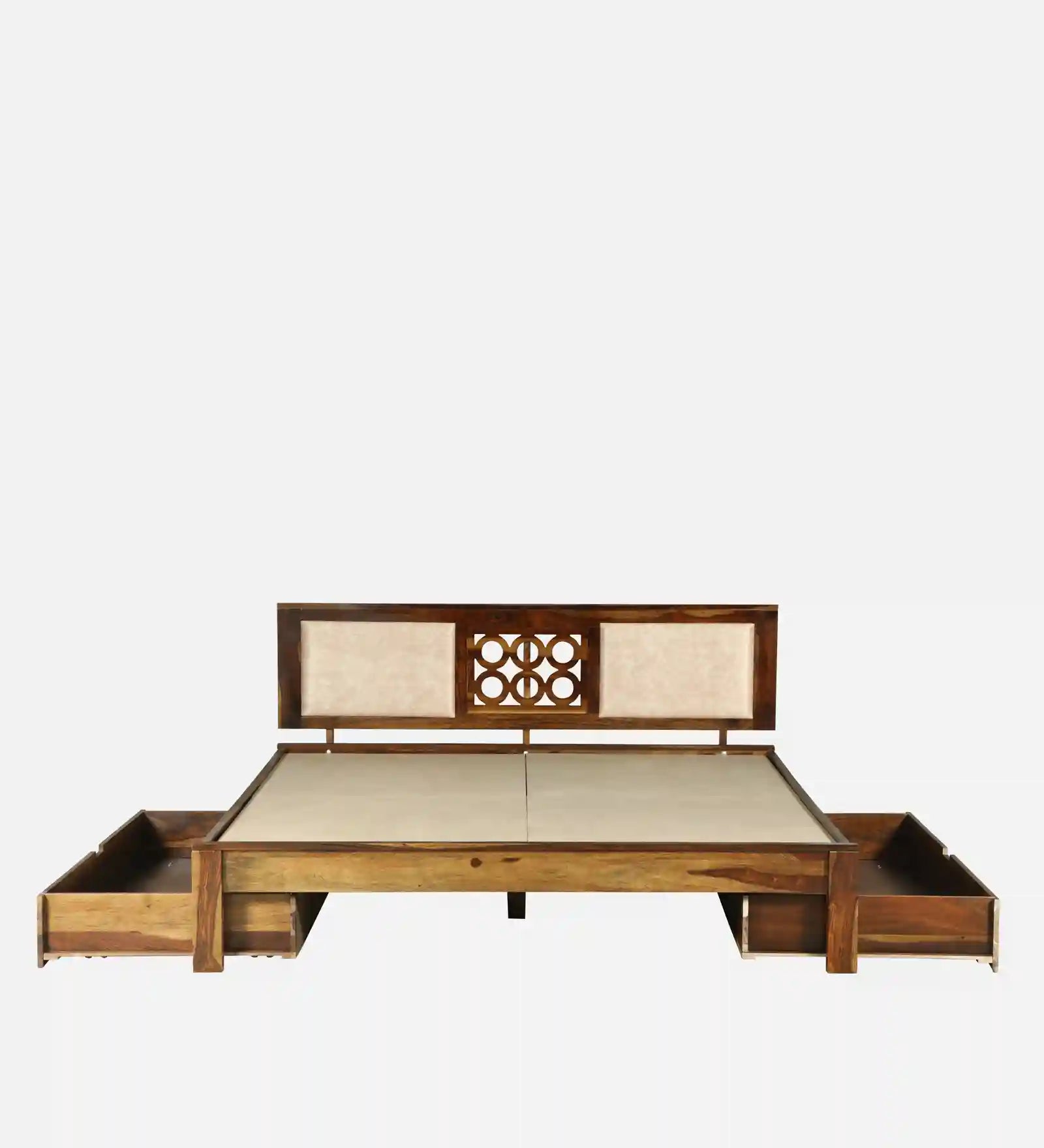 solid sheesham wood drawer bed side build king size storage bed india