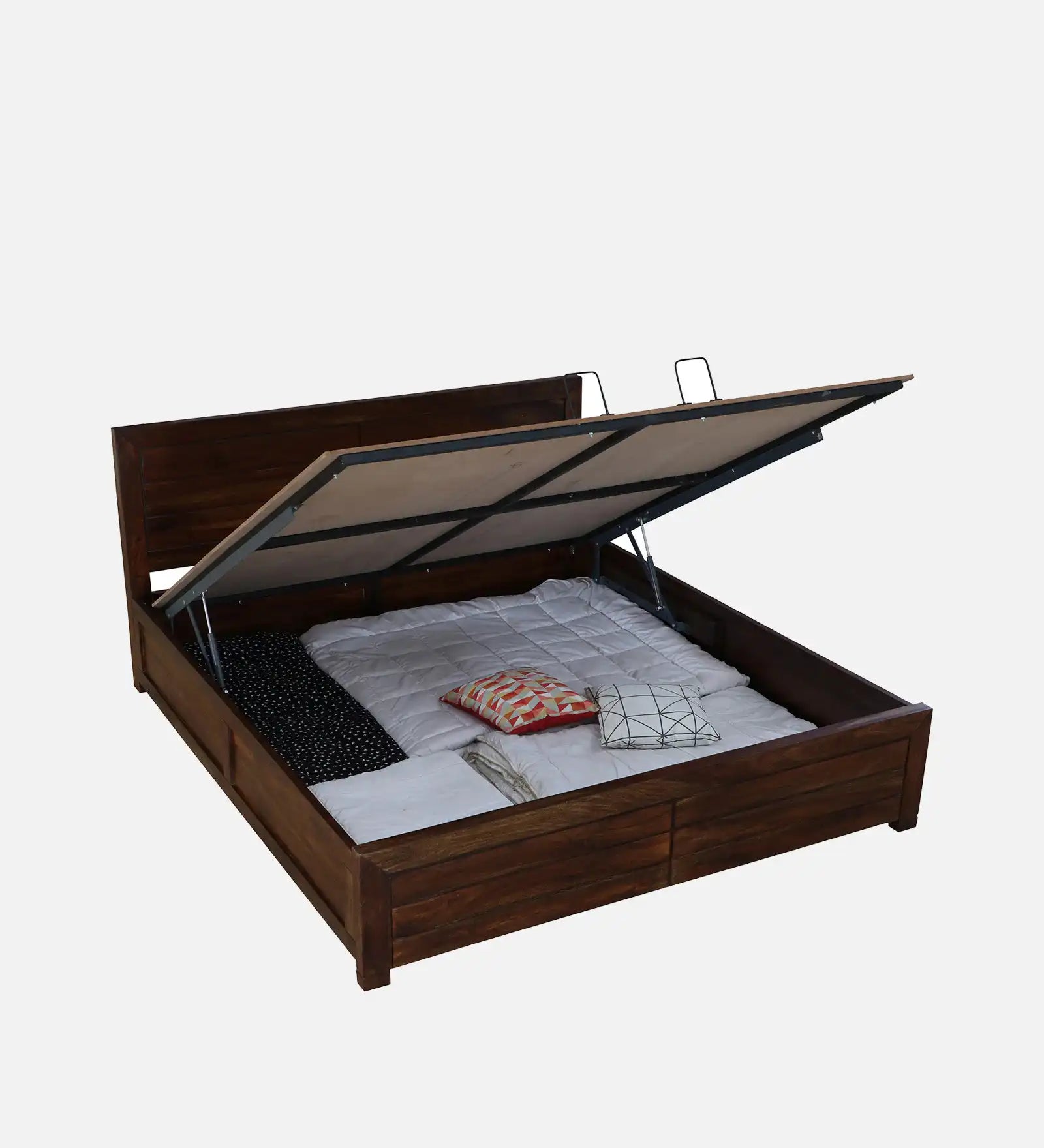 solid indian rosewood hydraulic storage bed side view moscow queen size bed india