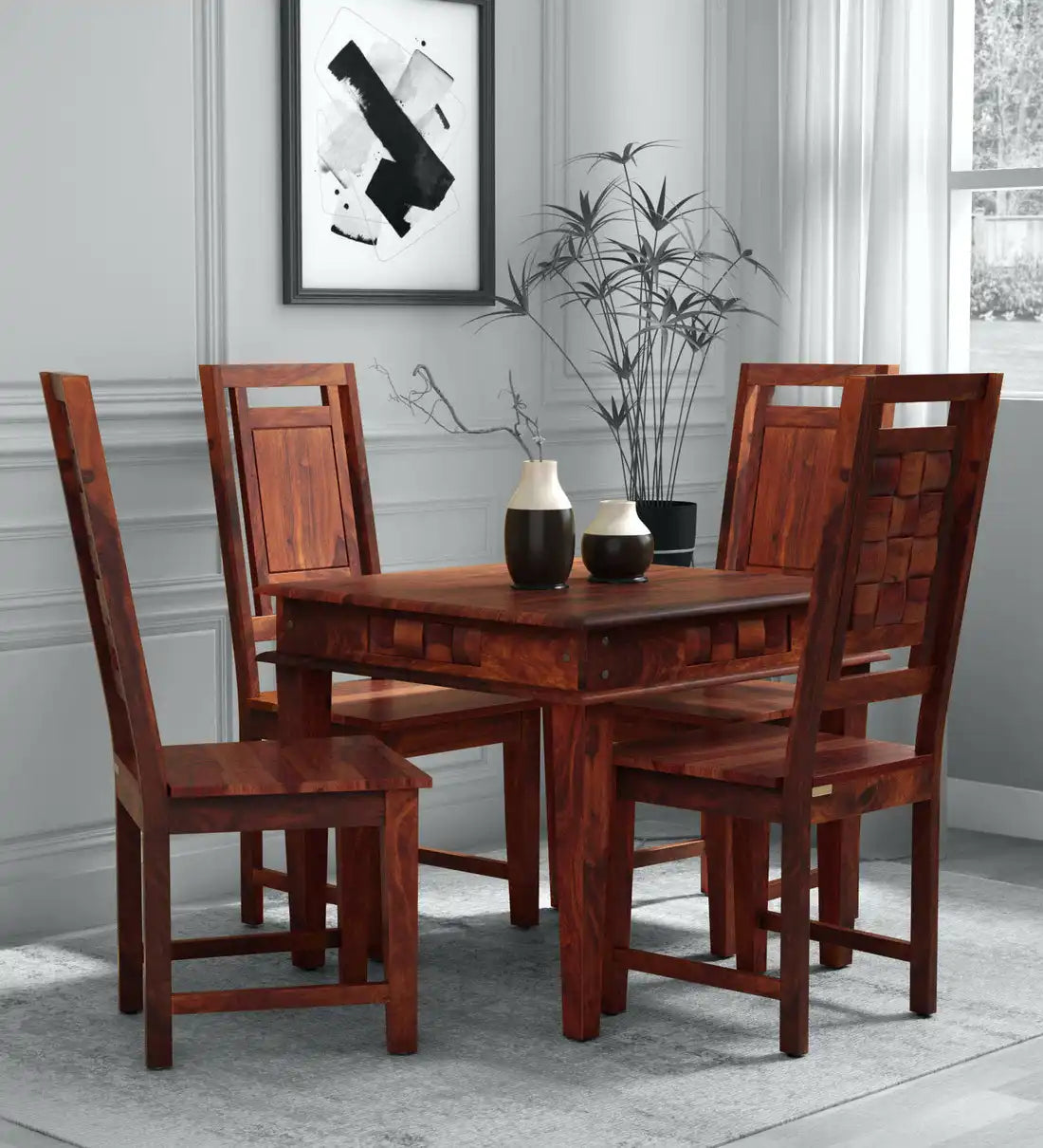 Solid wood Niware dining table set four seater clean modern dining furniture