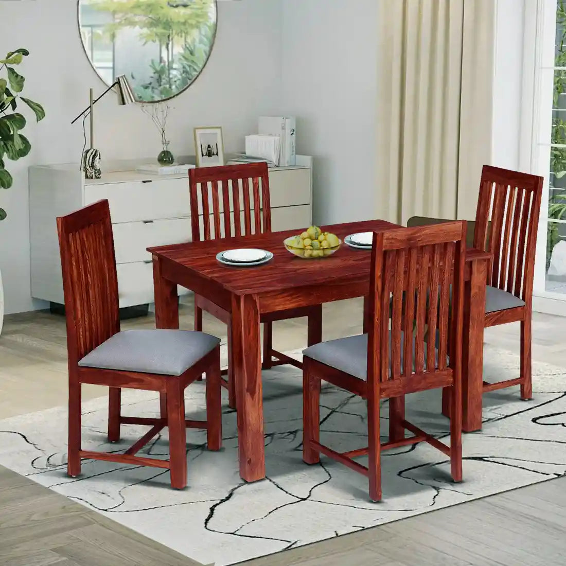 Solid wood Peter dining table set four seater clean modern dining furniture