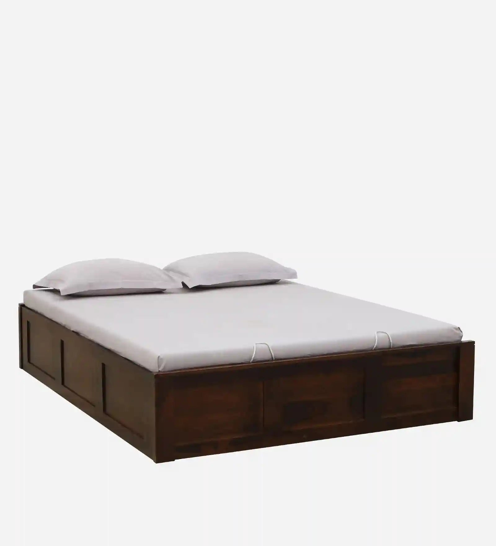 Solid wood queen size bed frame with hydraulic storage