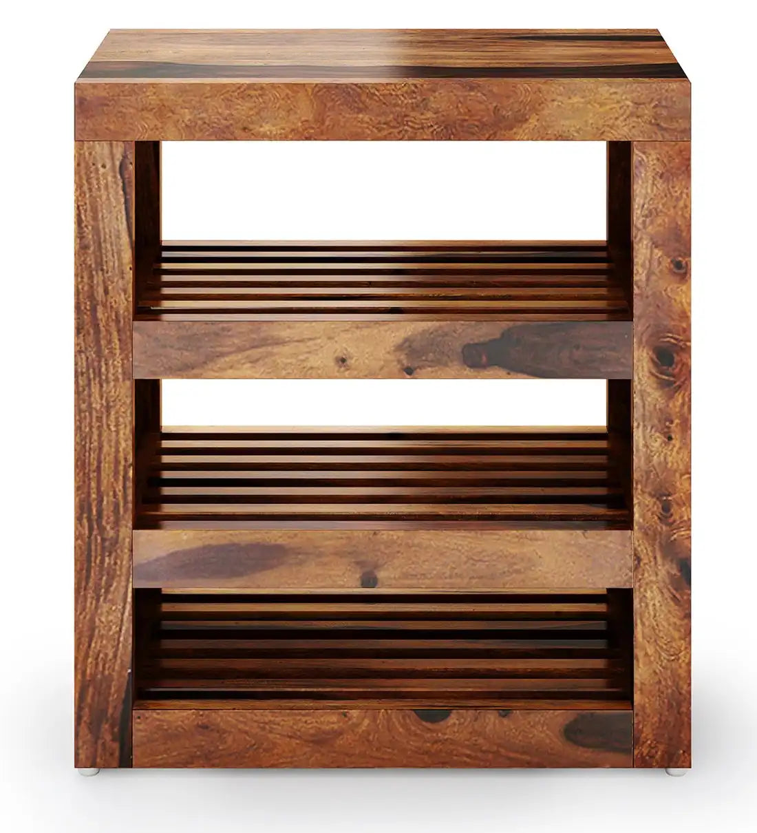 Solid wood shoe rack cabinet with multiple shelves for footwear organization and storage
