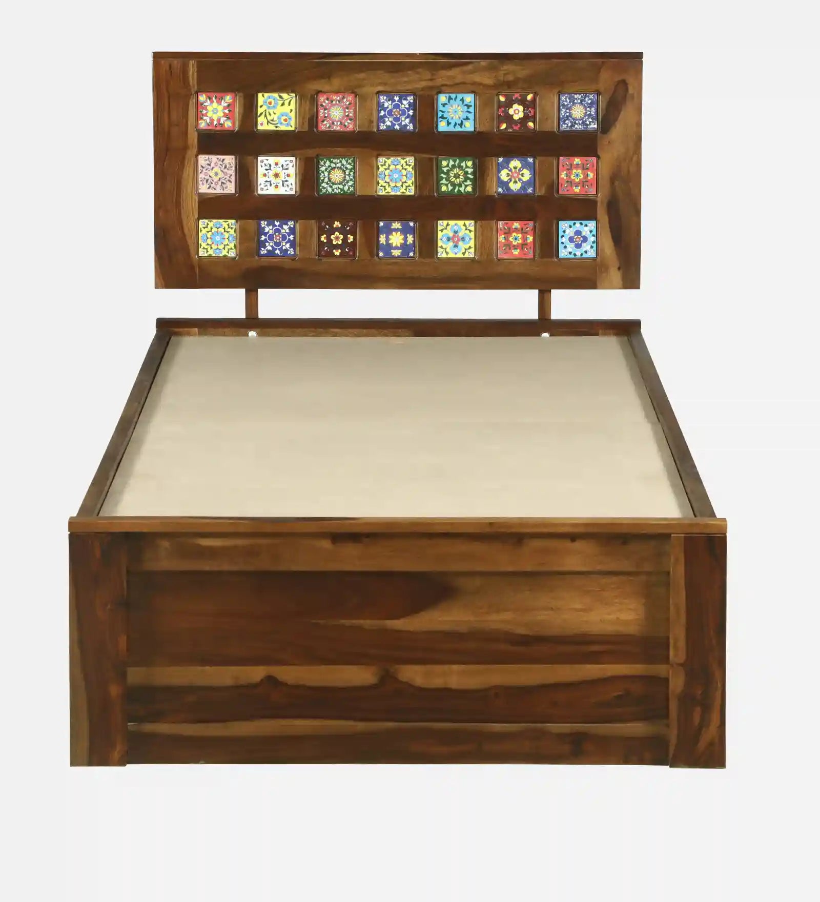 Solid wood single bed with storage Anamika design durable bed frame India