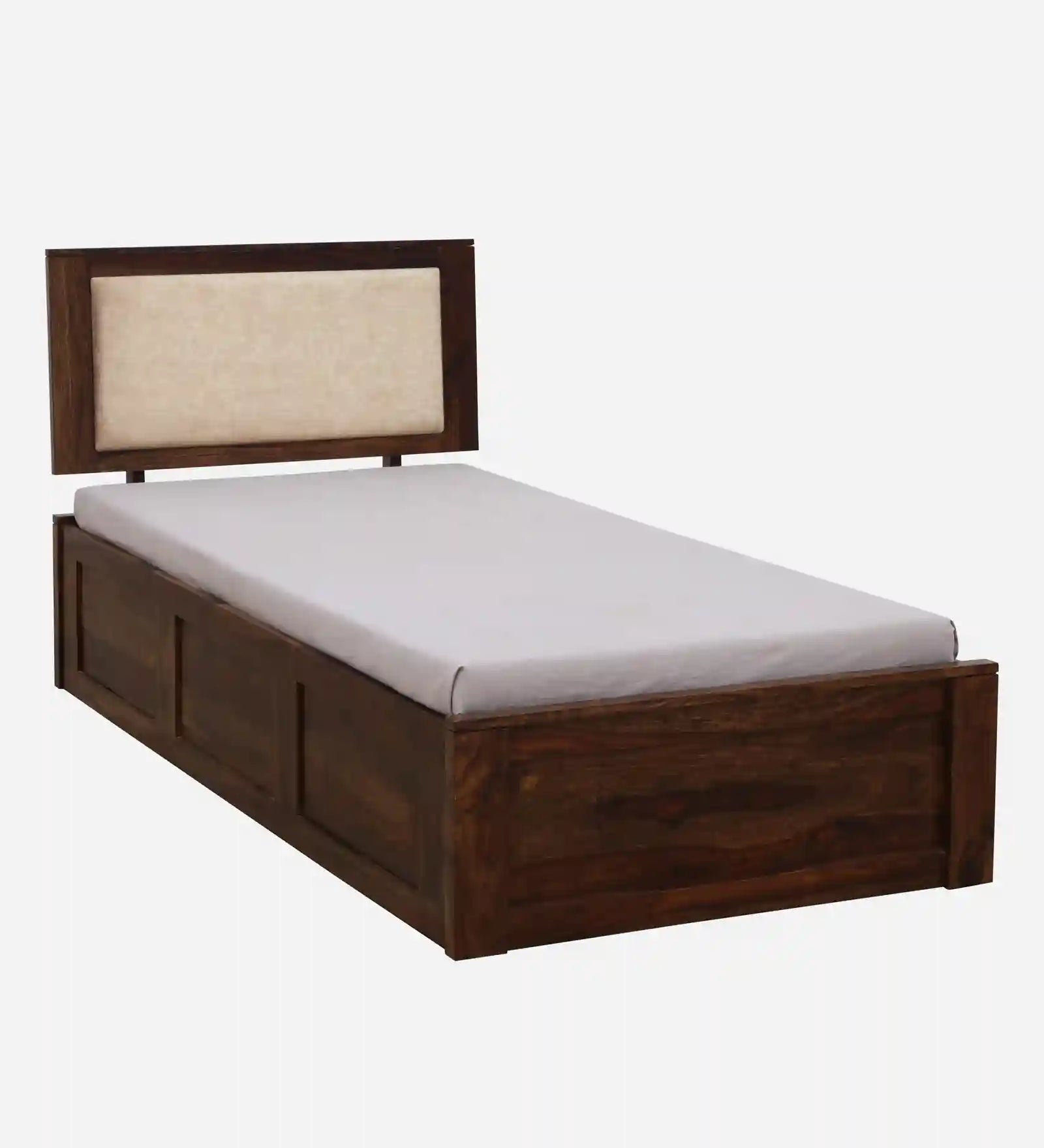 Solid wood single bed with storage Kashtha design durable bed frame India