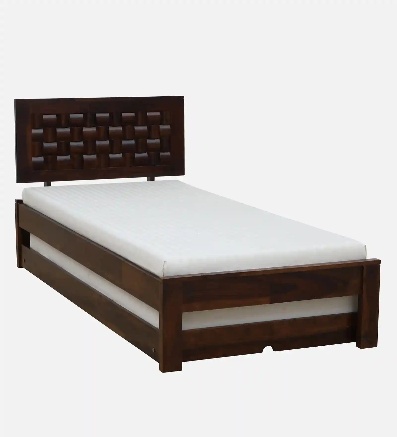 Solid wood single bed with trundle Nivasa model durable bed frame India