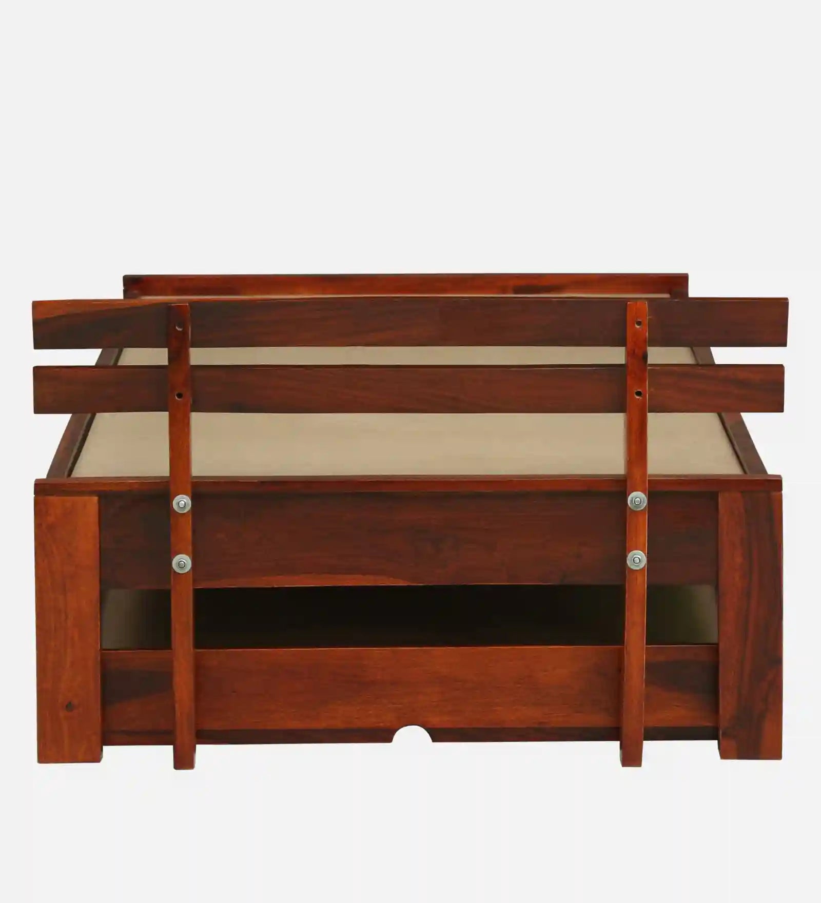Solid wood single bed with trundle Vriksha model durable bed frame India
