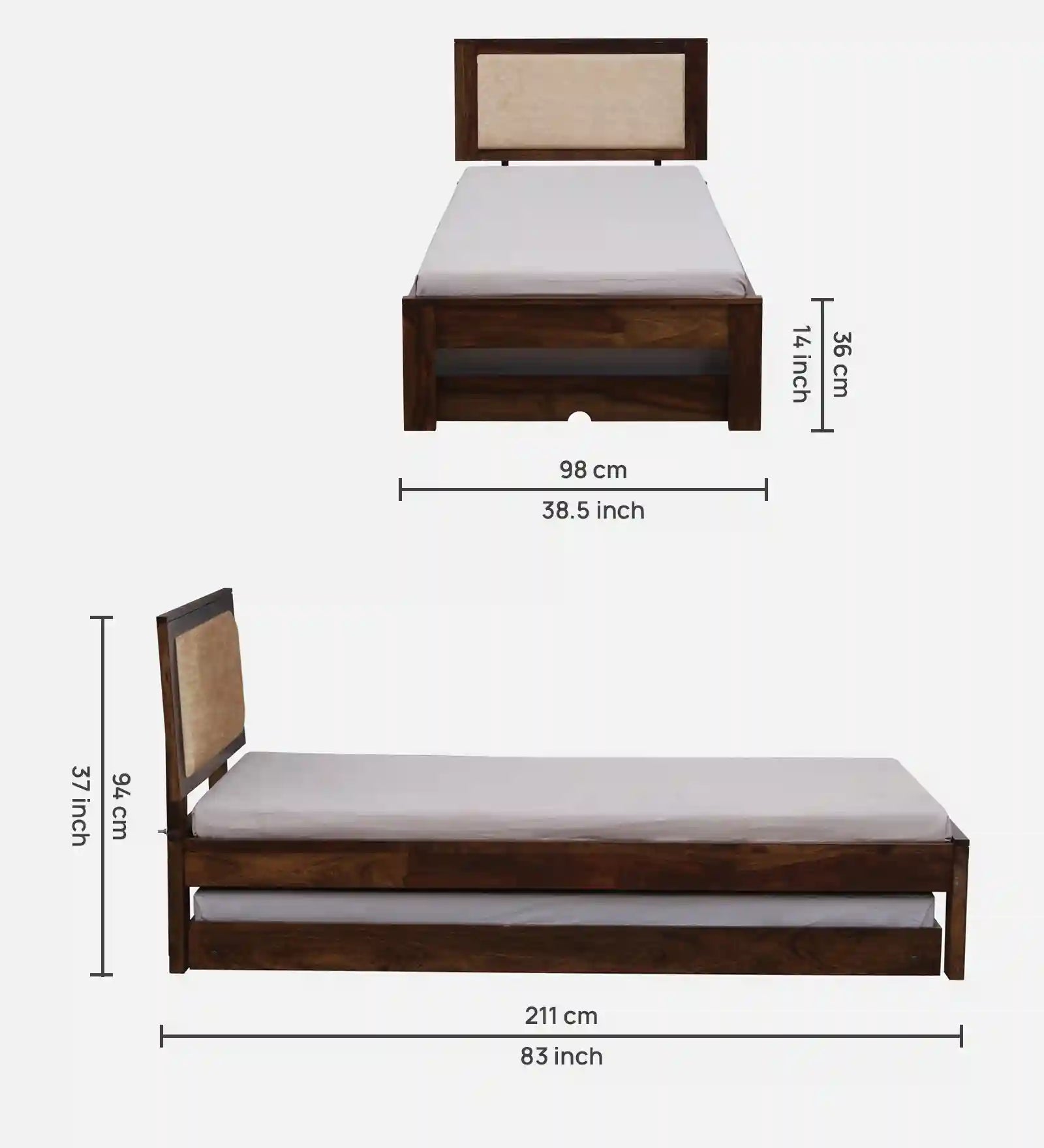 Vriksha modern single bed sheesham wood minimal wooden bed India