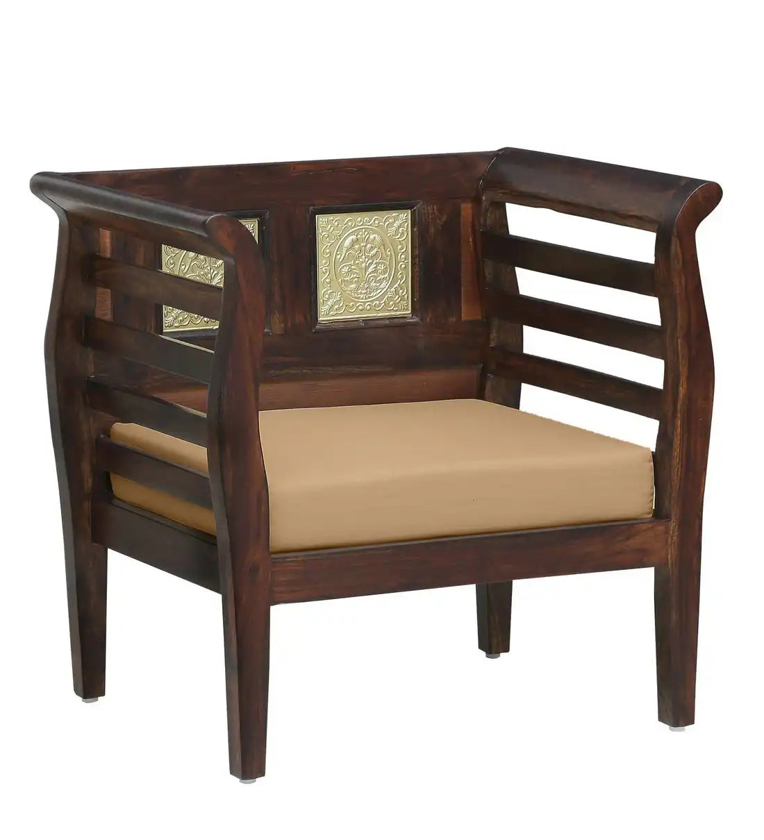 modern solid sheesham wood single seater sofa chair for home