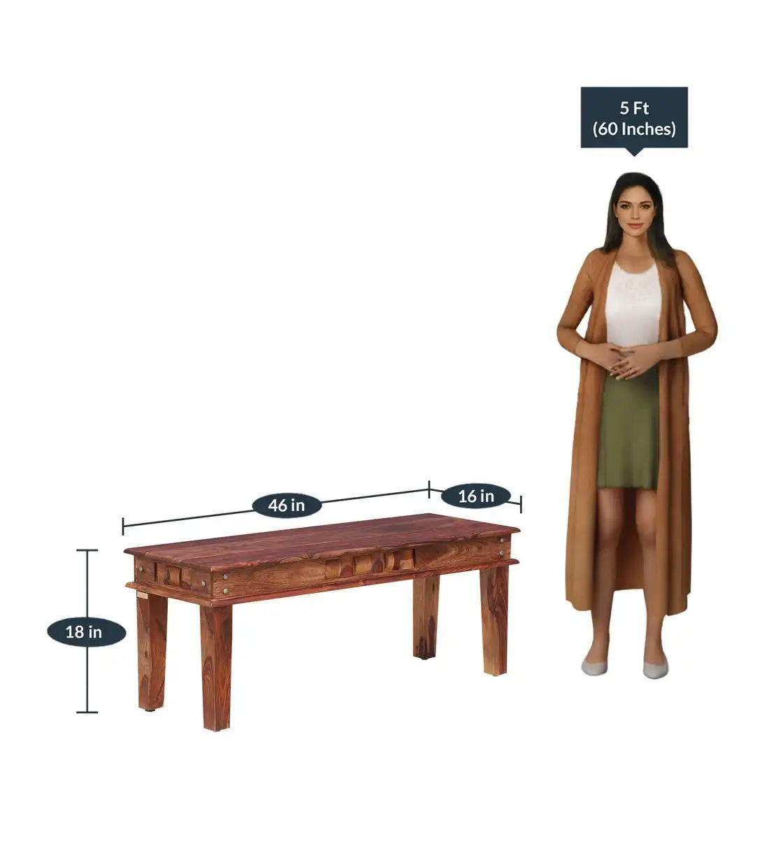 Solid wood six seater dining table set Niware sheesham with bench design and strong build