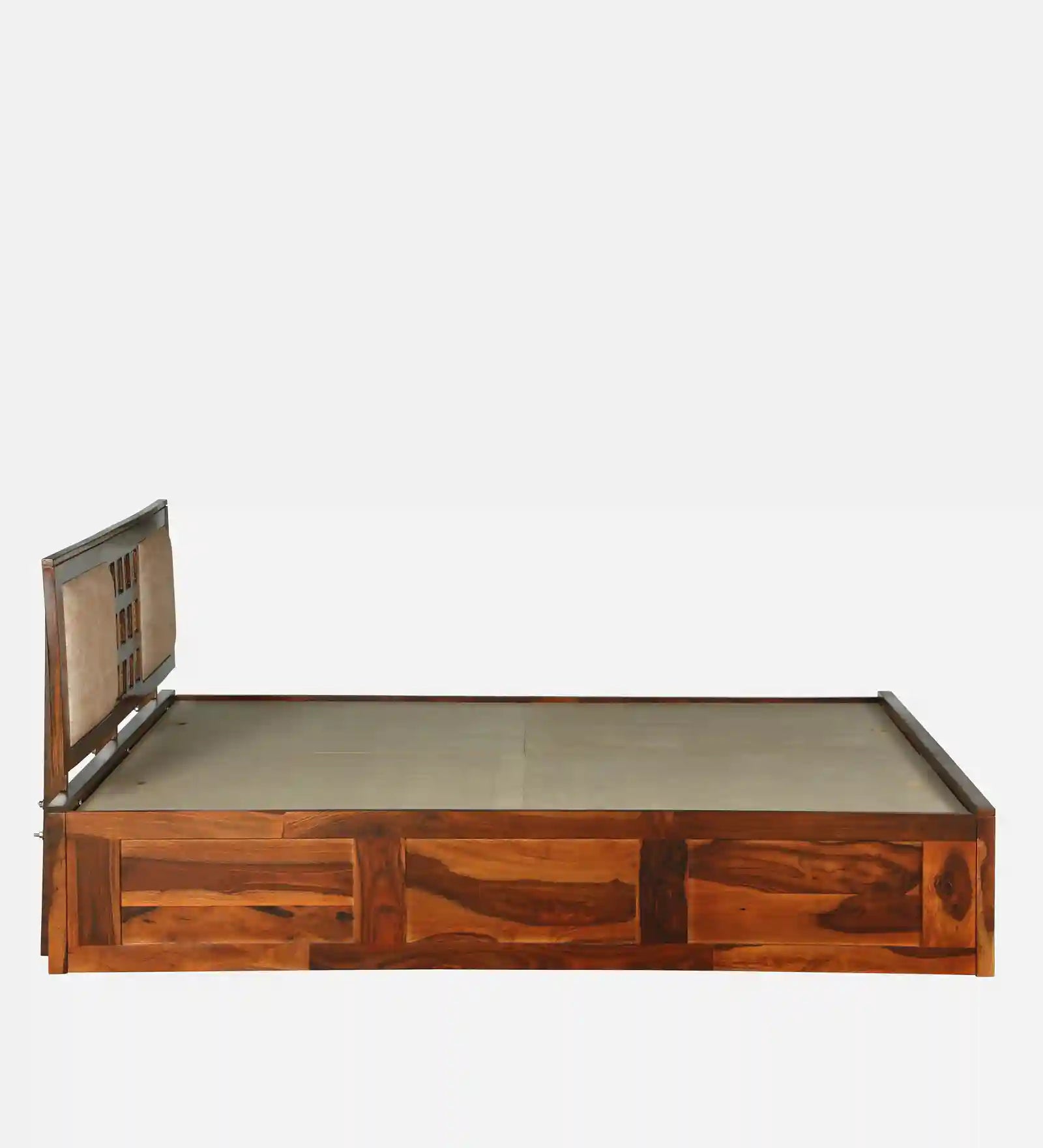 solid sheesham wood sleep frame horizontal design queen size storage bed india