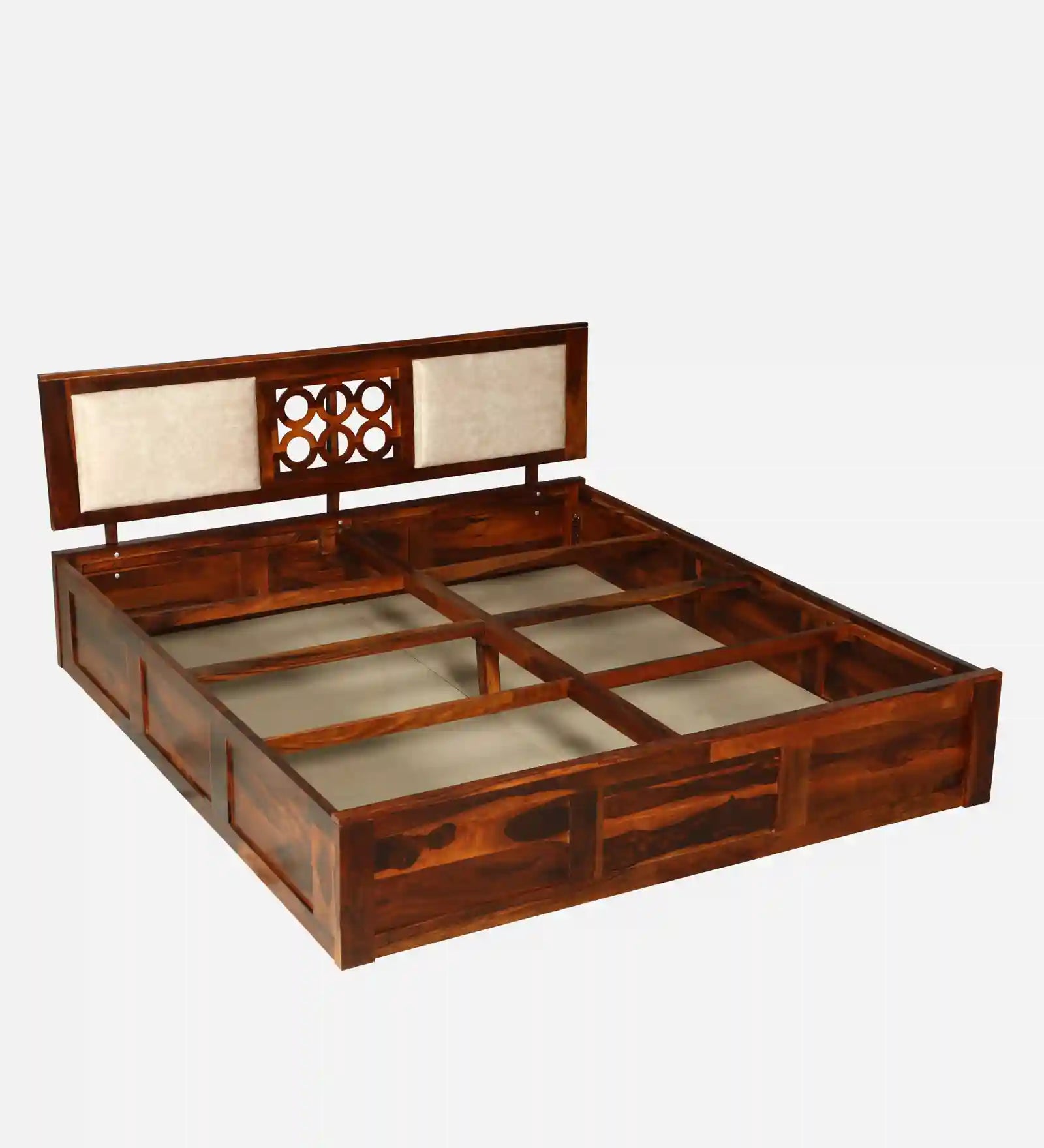 solid sheesham wood sleep frame side layout queen size storage bed india