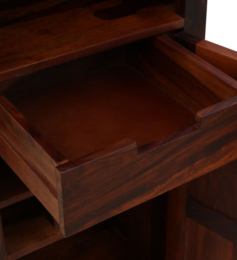 Vandena  Solid Wood Bar Cabinet In Honey Oak Finish By Rajwada