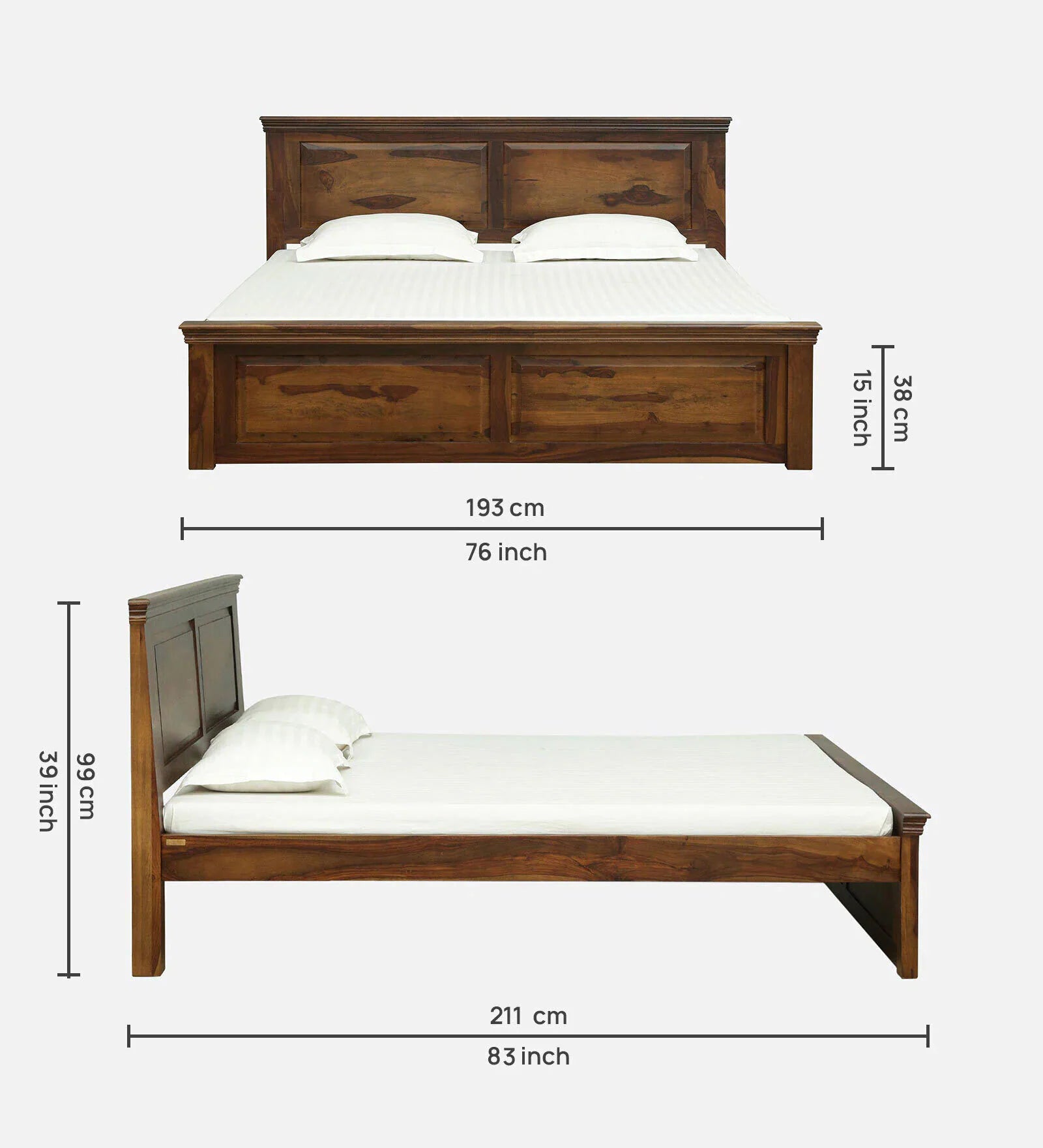 Vandena Solid Wood Bed In Provincial Teak Finish By Rajwada - Rajwada Furnish
