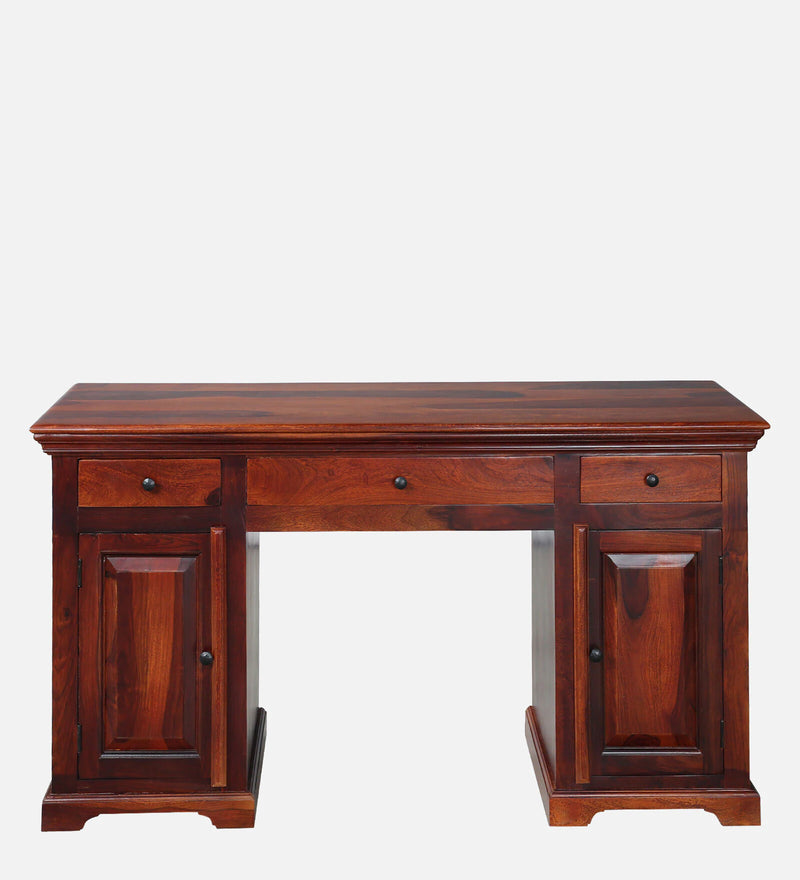 Vandena  Solid Wood Writing Table In Honey Oak Finish By Rajwada