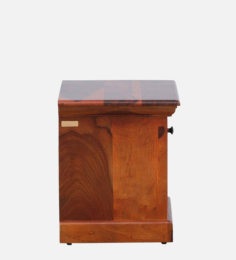 Vandena  Solid Wood Bedside Table in Honey Oak Finish By Rajwada