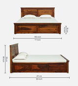 Vandena  Solid Wood Bed With Box Storage In Honey Oak Finish By Rajwada